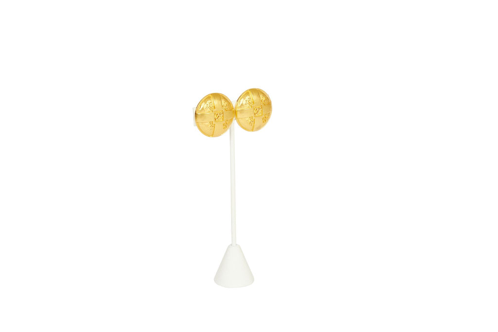 Lagerfeld Satin Gold Button Earrings