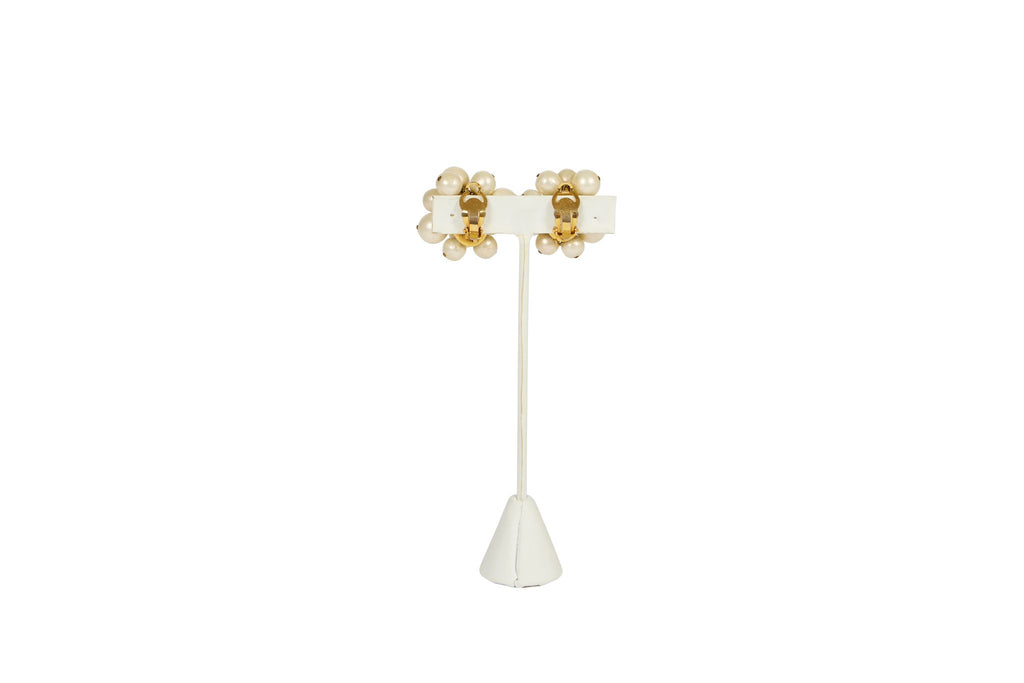 Chanel 70s Pearl Cluster Clip Earrings