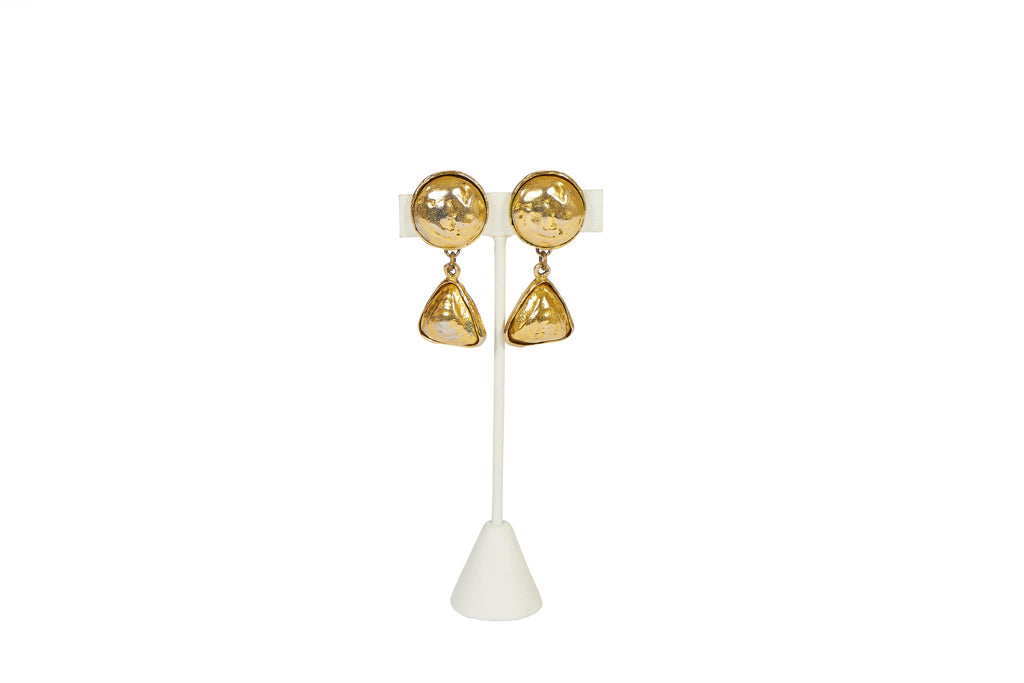 Chanel 70s Hammered Dangle Earrings