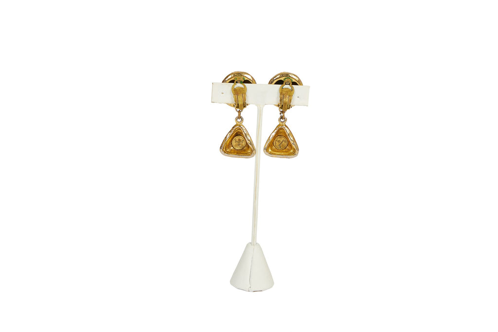 Chanel 70s Hammered Dangle Earrings