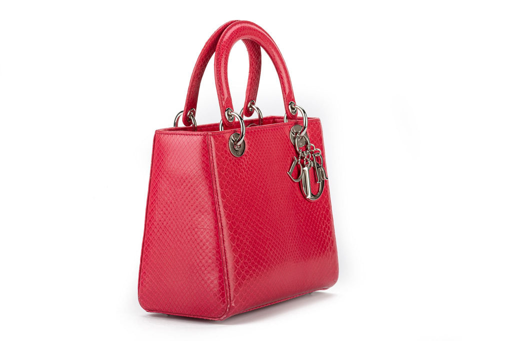 Large Red Python Lady Dior Bag