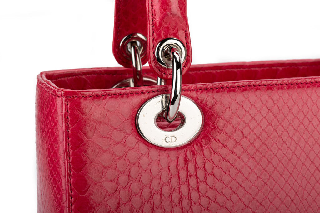 Large Red Python Lady Dior Bag