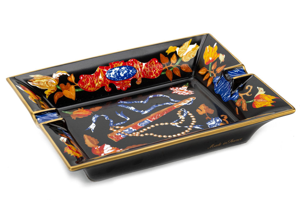 Hermès Black Porcelain Fan Ashtray