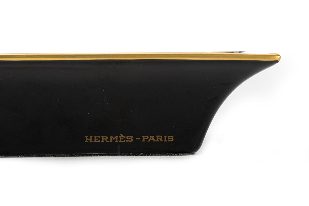 Hermès Black Porcelain Fan Ashtray