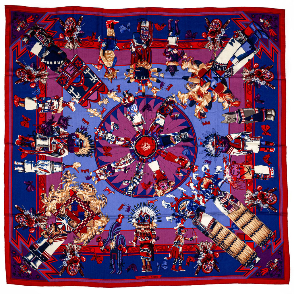Hermes Purple Kachinas Cashmere Shawl
