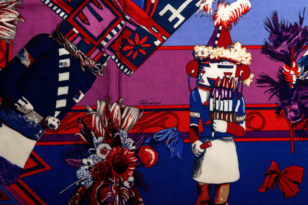 Hermes Purple Kachinas Cashmere Shawl