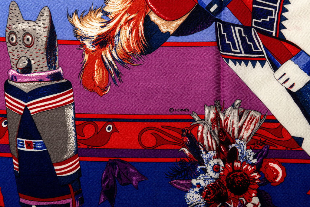 Hermes Purple Kachinas Cashmere Shawl
