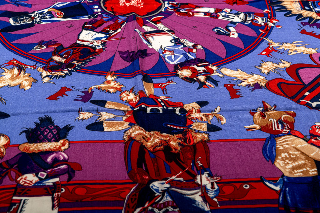 Hermes Purple Kachinas Cashmere Shawl