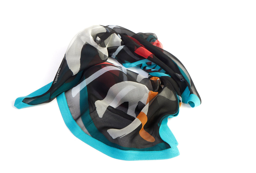 Chanel Silk Chiffon Game Scarf