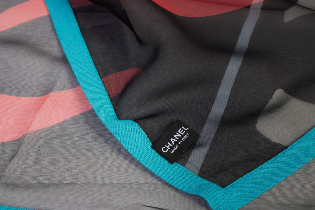 Chanel Silk Chiffon Game Scarf