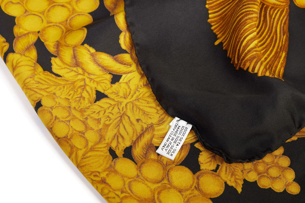 Chanel Vintage Black Grapes Silk Scarf