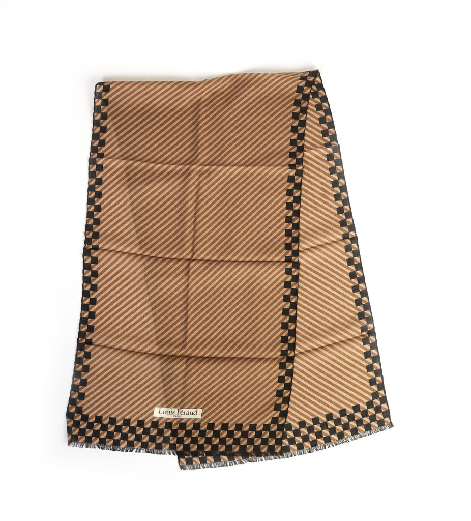 Louis Feraud Brown/Black  Wool Scarf