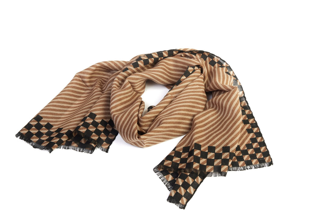 Louis Feraud Brown/Black  Wool Scarf