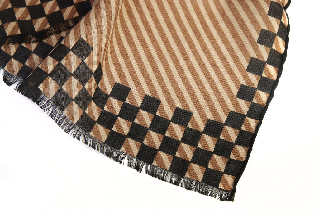 Louis Feraud Brown/Black  Wool Scarf