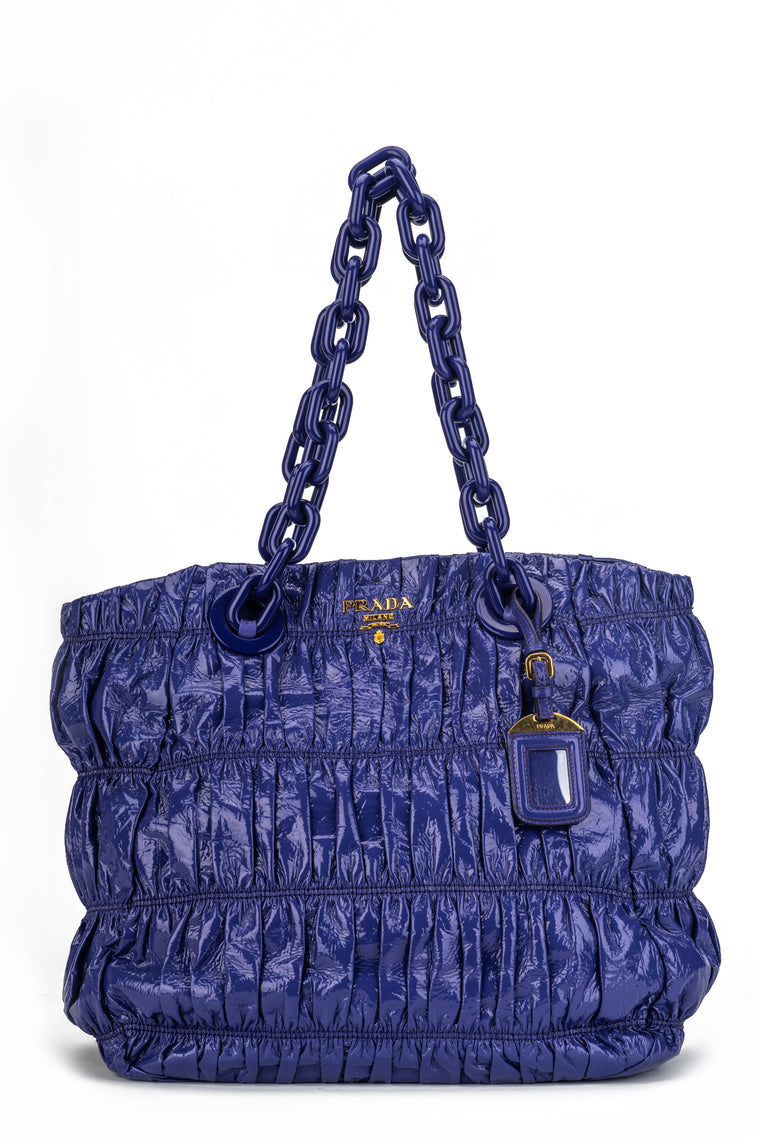 Prada BN Purple Rouched Patent Tote