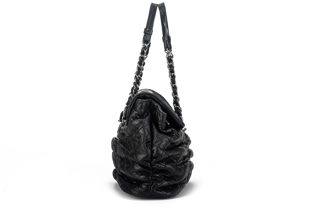 Chanel Black Rouched Large Tote Bag
