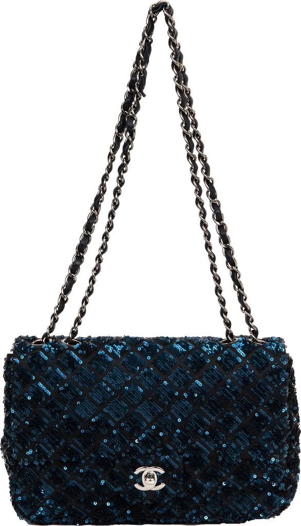 Chanel Navy & Black Sequin Evening Bag