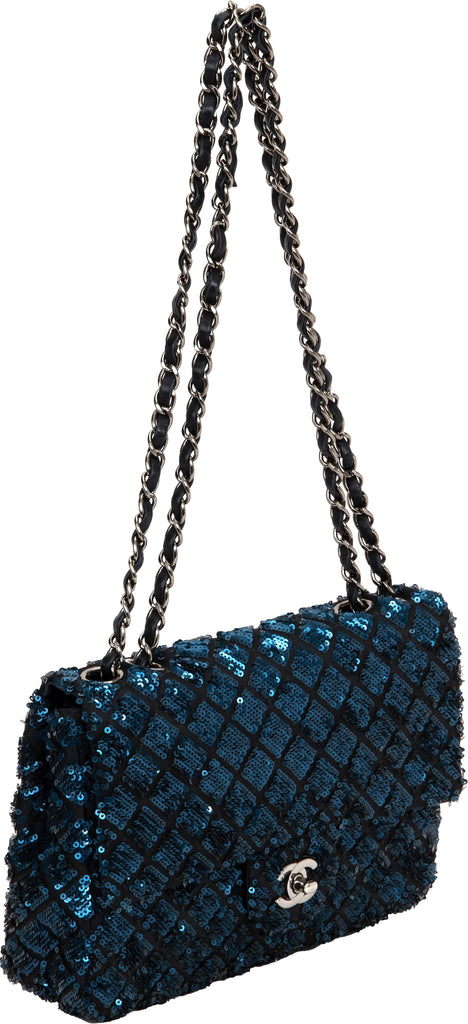 Chanel Navy & Black Sequin Evening Bag