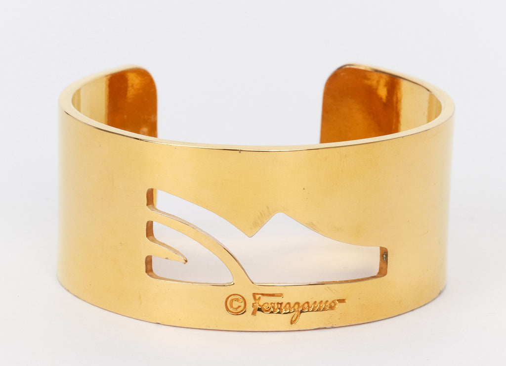 Ferragamo vintage gold tone cuff signed