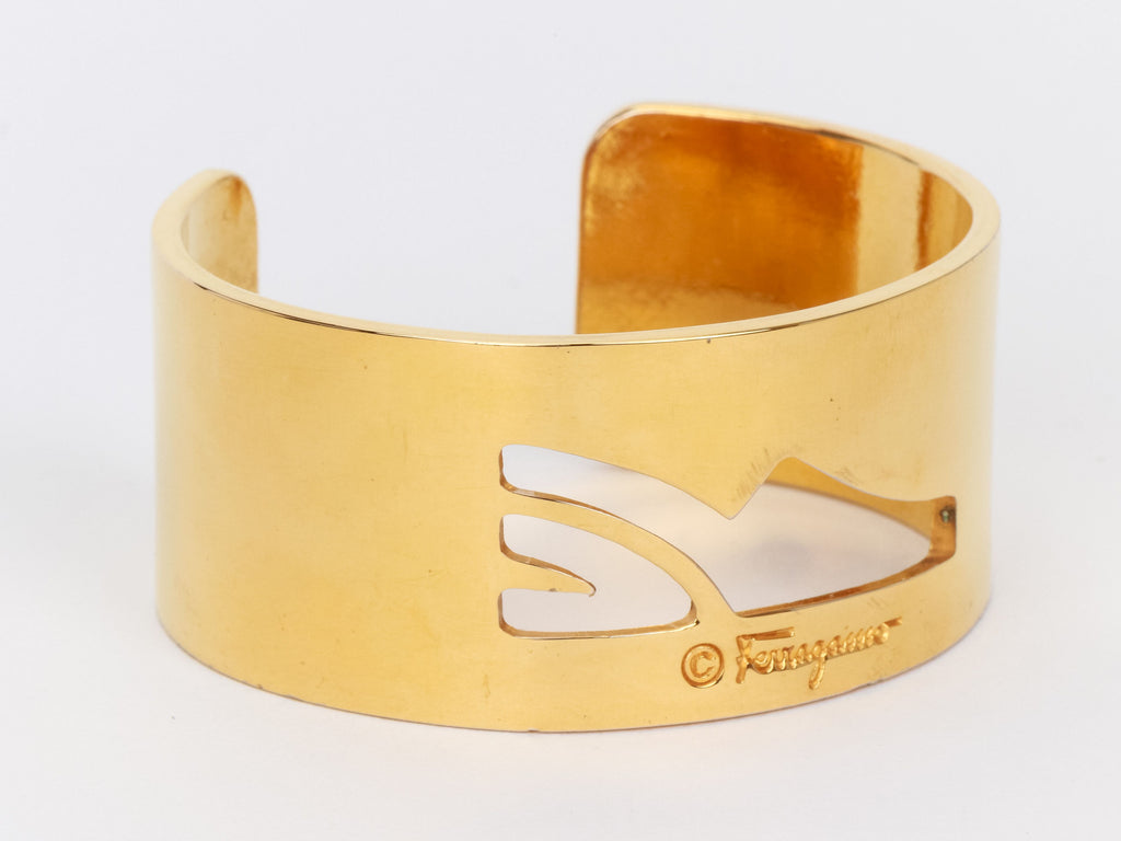 Ferragamo vintage gold tone cuff signed
