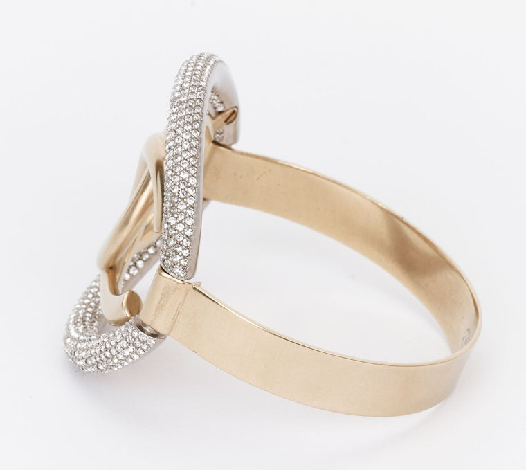 Chanel bracelet light gold rhinestone CC