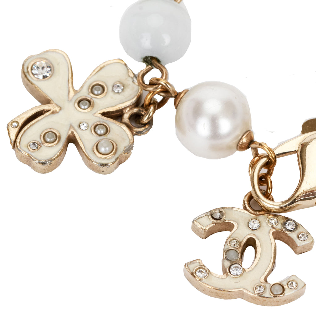 Chanel light gold pearl enamel bracelet