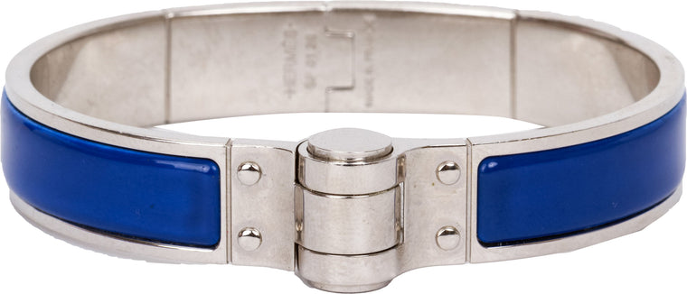 Hermes hinge bangle bracelet blue enamel