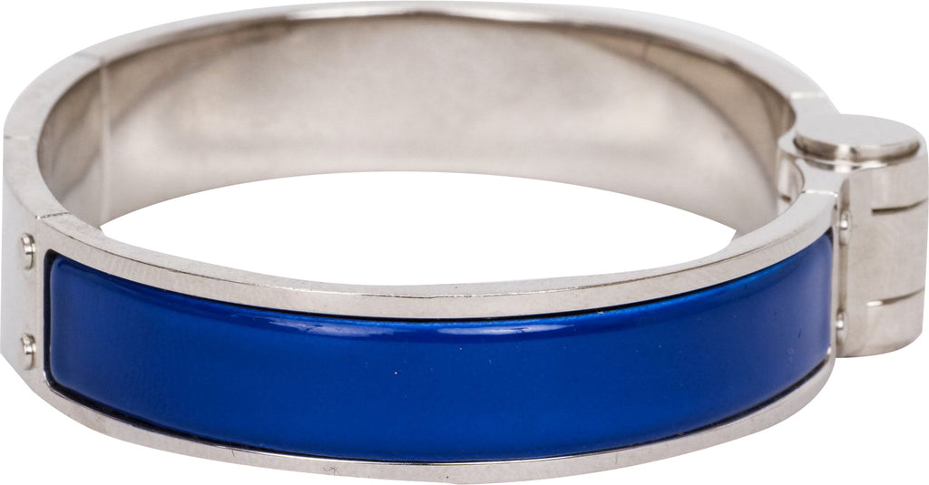 Hermes hinge bangle bracelet blue enamel