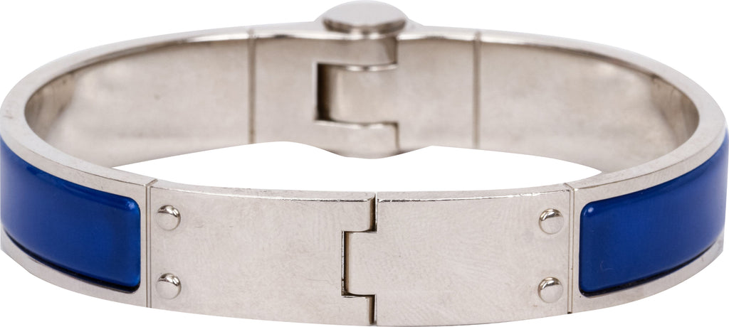 Hermes hinge bangle bracelet blue enamel