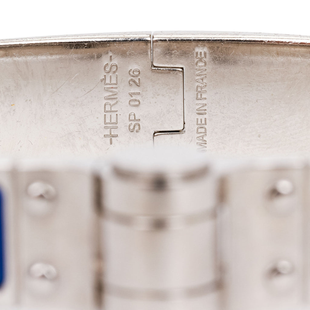 Hermes hinge bangle bracelet blue enamel