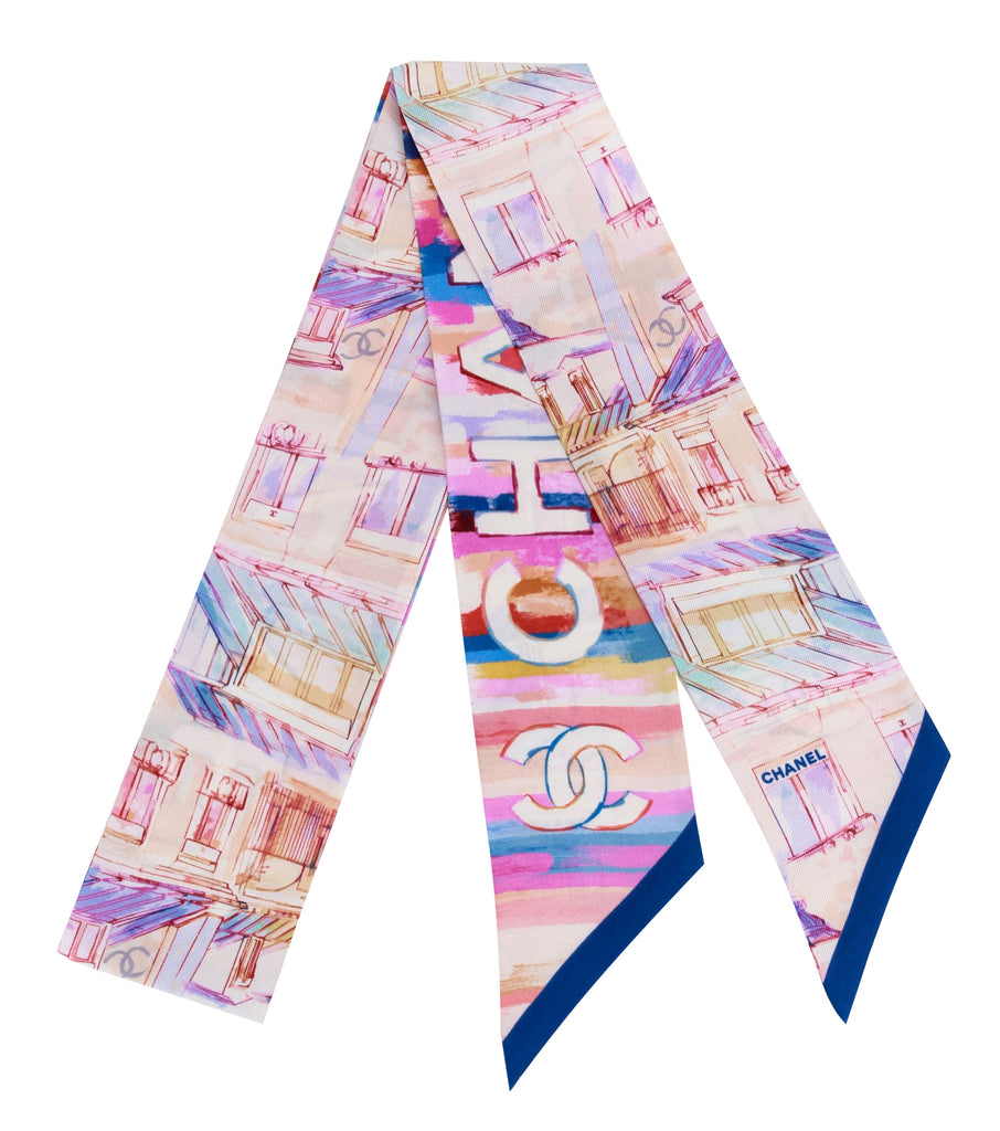 Chanel Pastel Roofs Silk Twilly