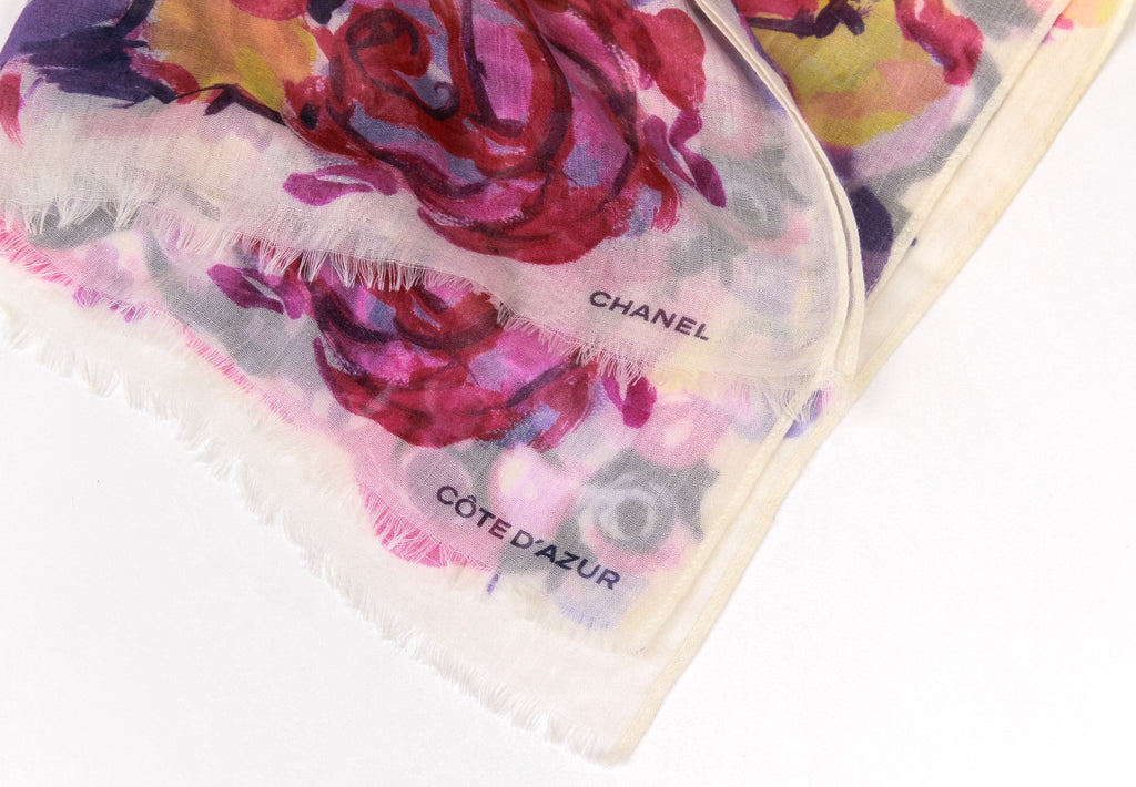 Chanel new multicolor camelias shawl