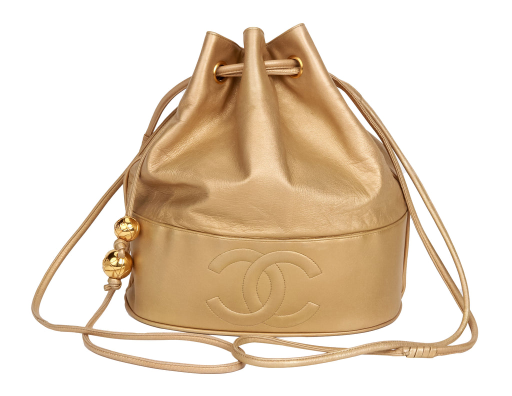 Chanel 90s Gold Lambskin Bucket Bag