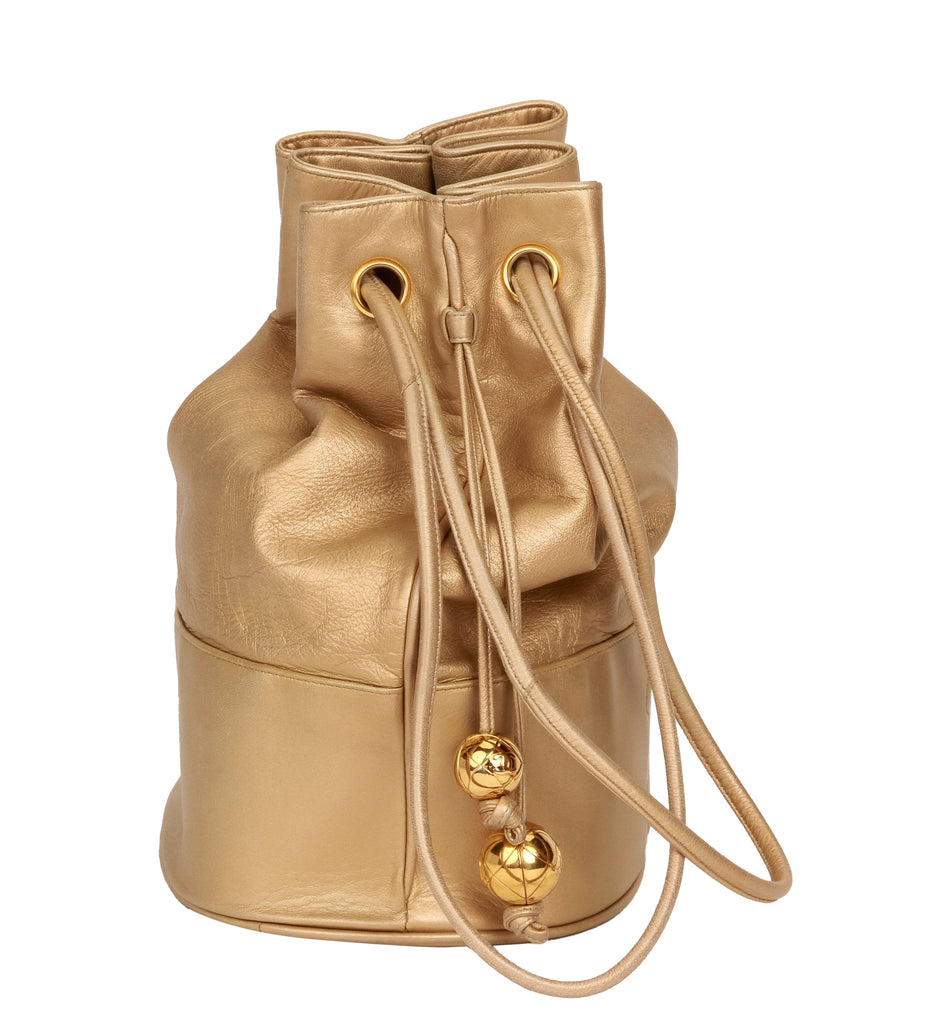 Chanel 90s Gold Lambskin Bucket Bag