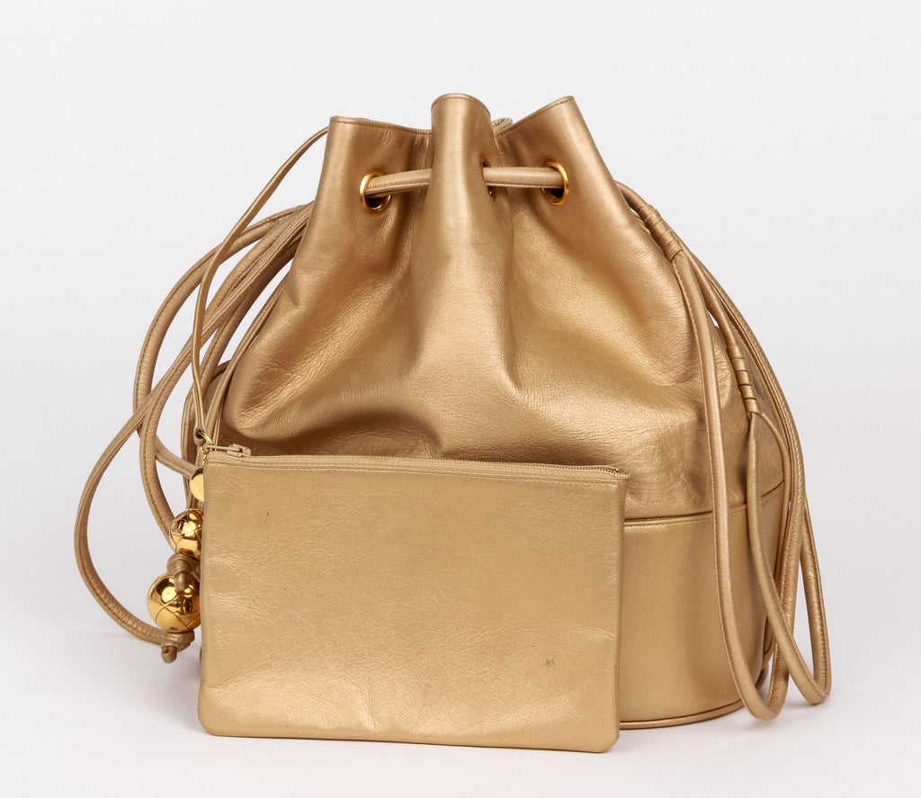 Chanel 90s Gold Lambskin Bucket Bag