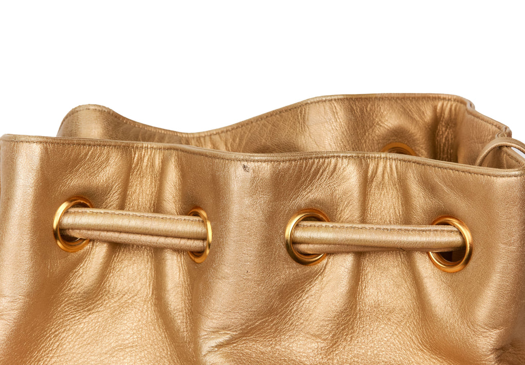 Chanel 90s Gold Lambskin Bucket Bag