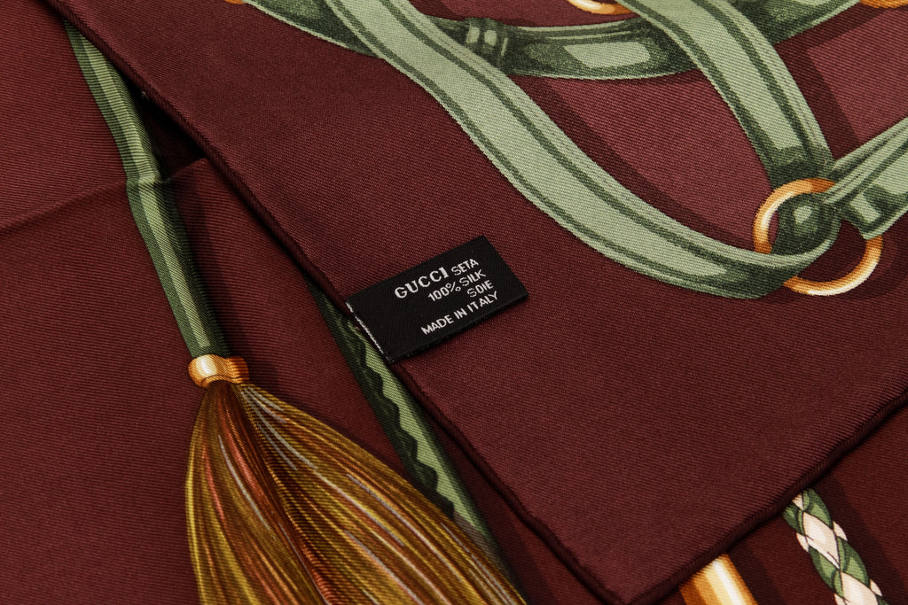 Gucci new brown equestrian silk scarf