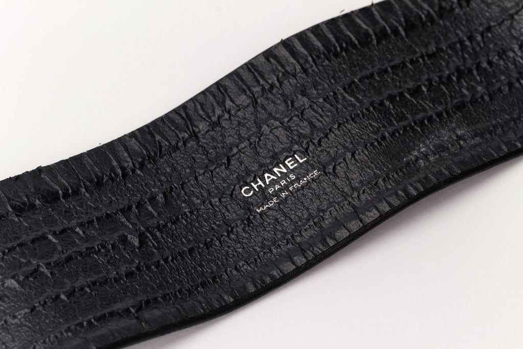 Chanel leather belt gold Coco profile 70