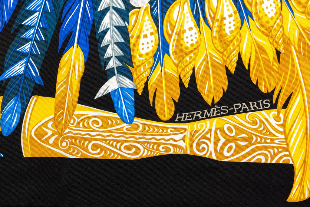 Hermès Black Danse Pacifique Silk Scarf