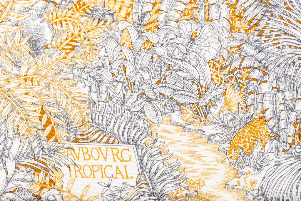 Hermès Grey Tropical Garden Silk Scarf