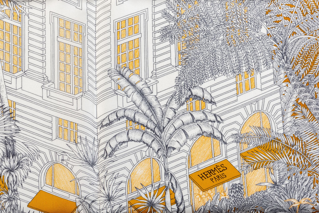 Hermès Grey Tropical Garden Silk Scarf