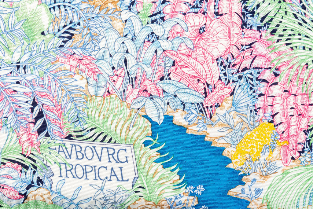 Hermès Blue Tropical Garden Silk Scarf