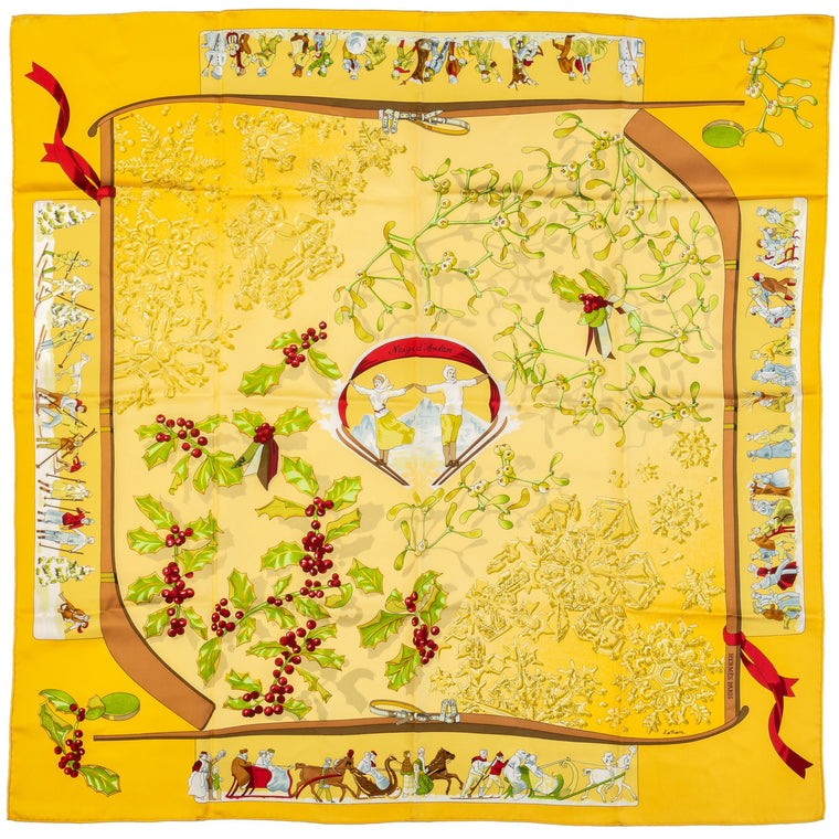 Hermès Yellow Neige d'Antan Silk Scarf