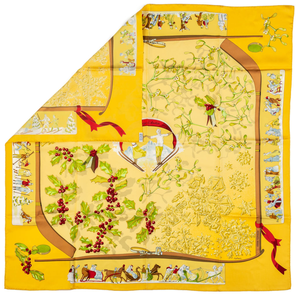 Hermès Yellow Neige d'Antan Silk Scarf