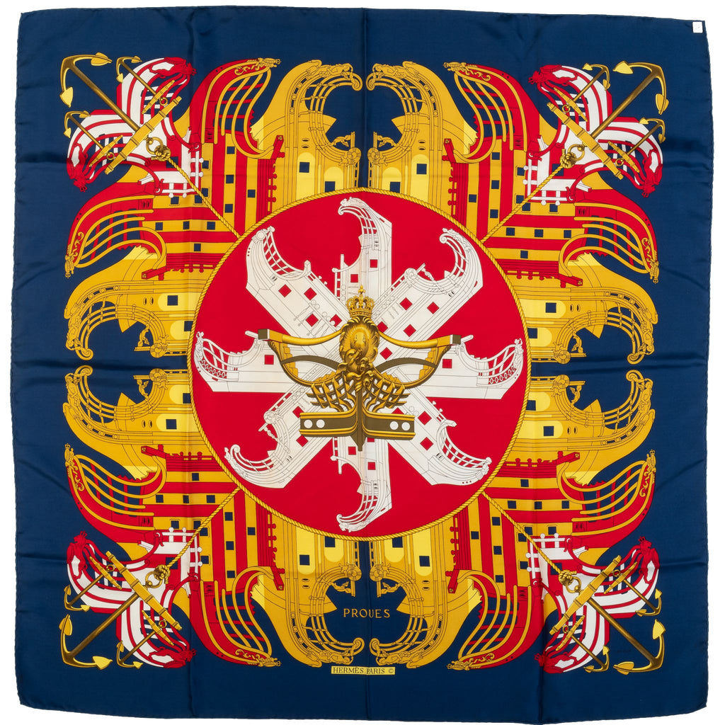 Hermès Blue Proues Silk Scarf