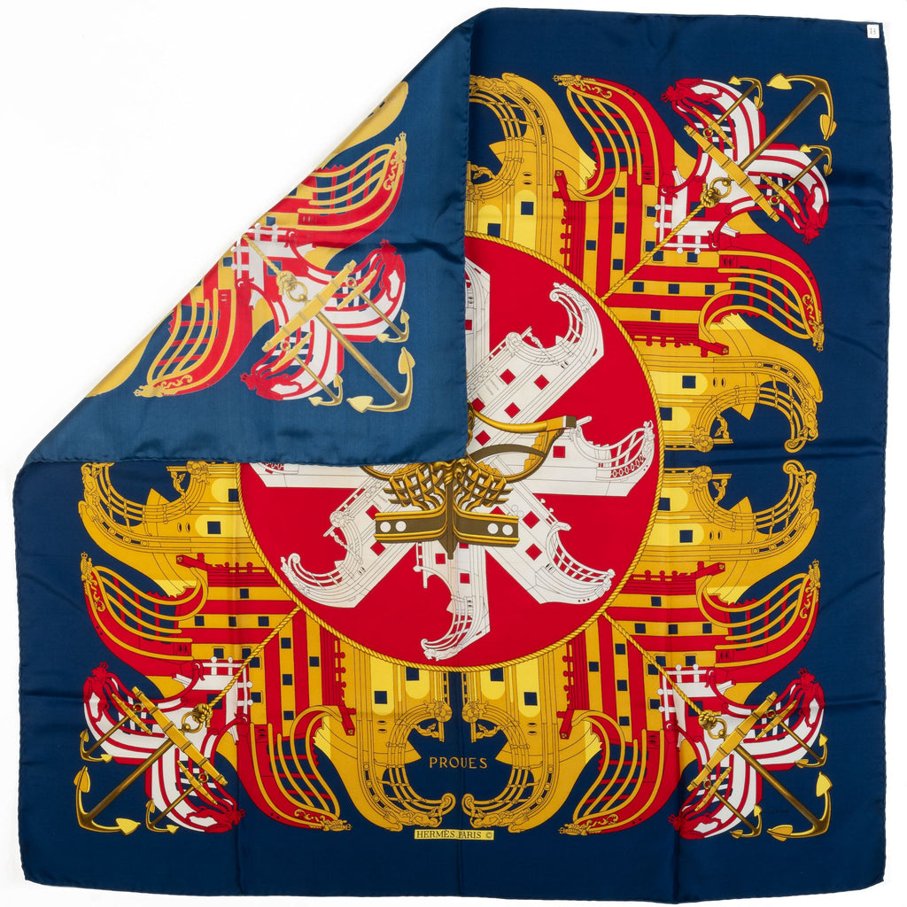 Hermès Blue Proues Silk Scarf