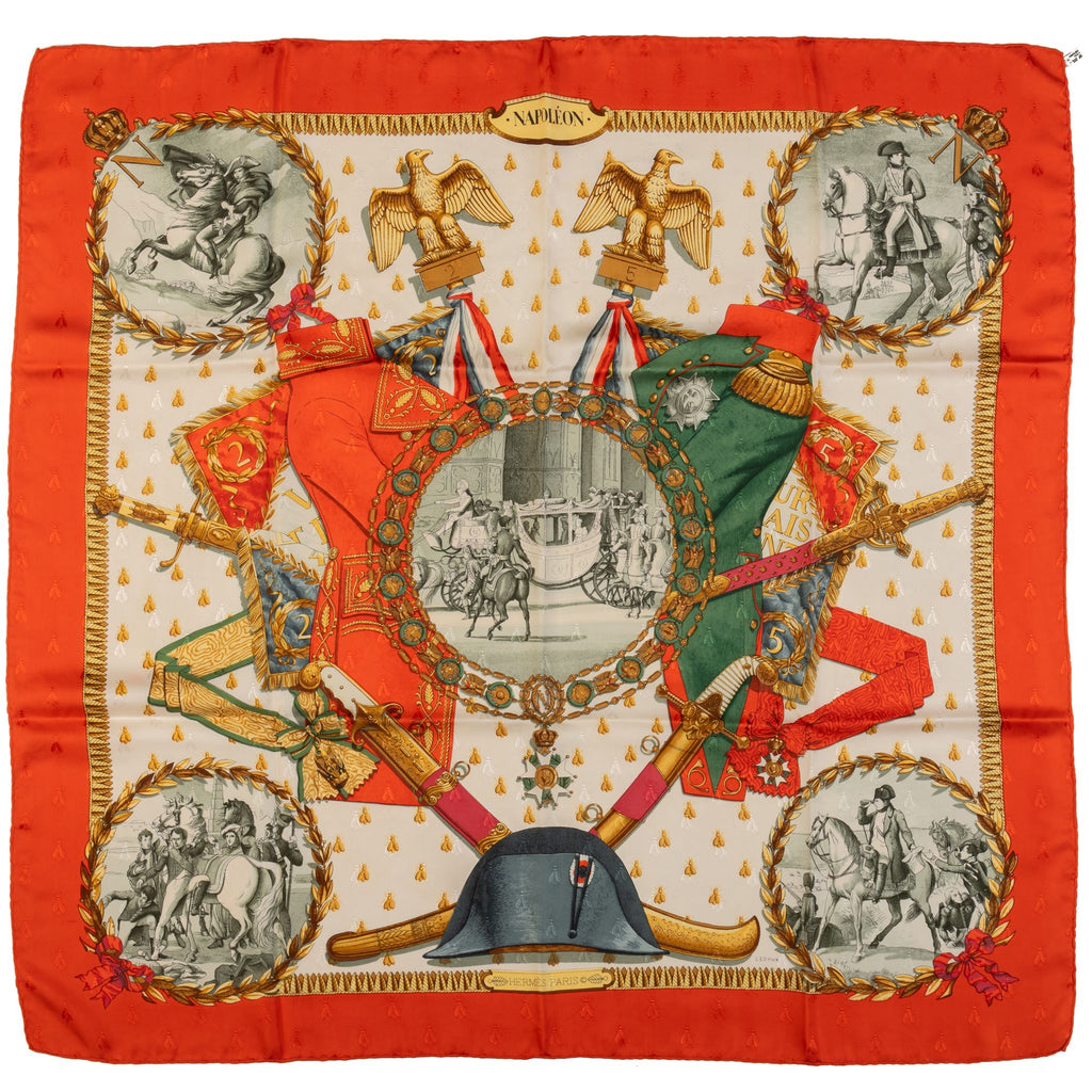 Hermès Napoleon Red Silk Scarf Ledoux