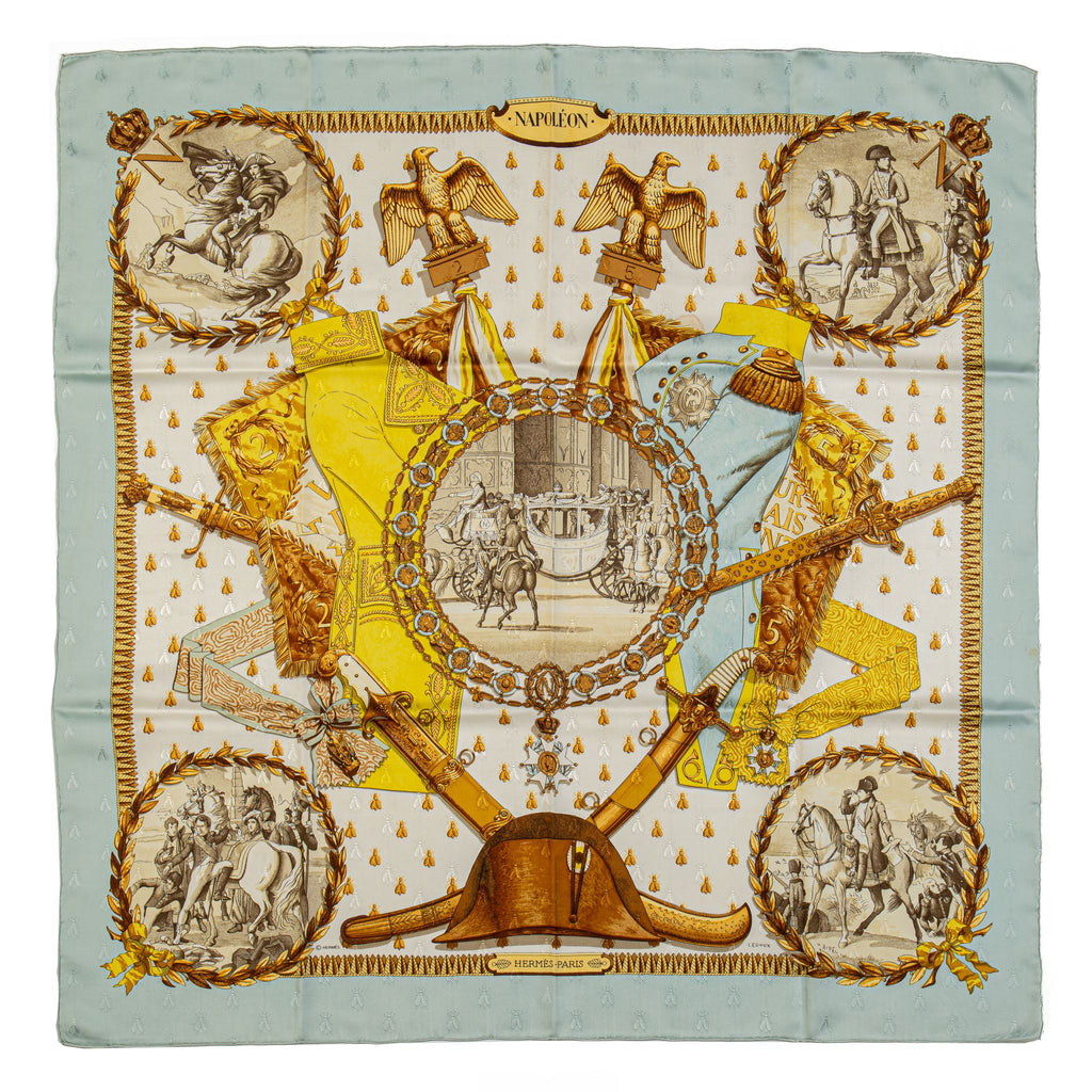 Hermès Napoleon Celest Silk Scarf Ledoux