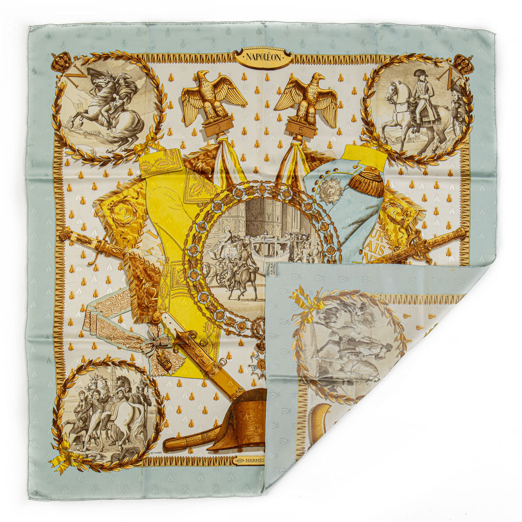 Hermès Napoleon Celest Silk Scarf Ledoux