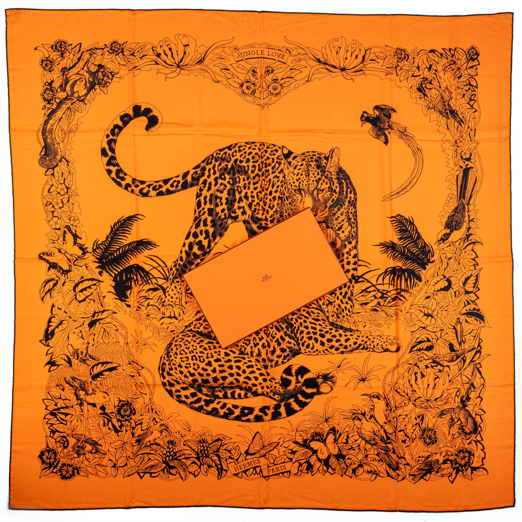 Hermès Orange Jungle Love Cashmere Shawl